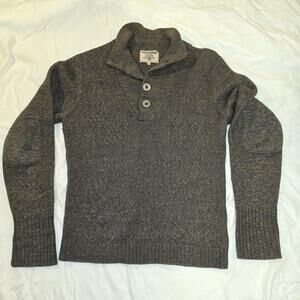 Chevignon Vintage Heather Brown Will Sweater Quarter Metal Buttons Size XL